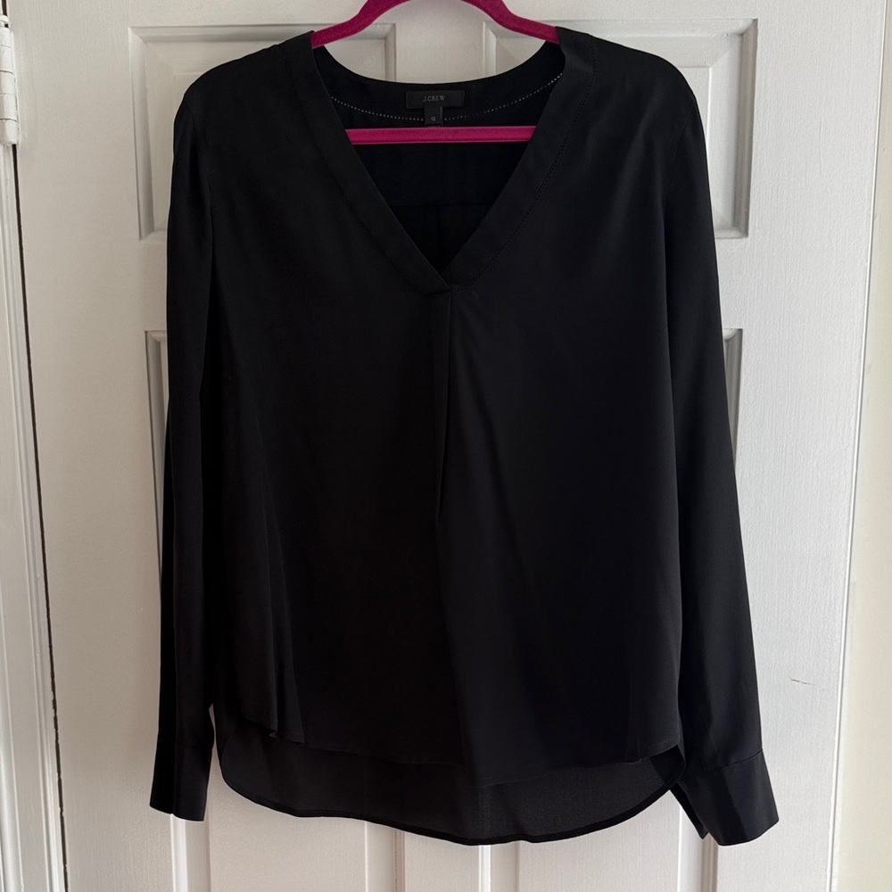 J. Crew Classic Black V-Neck Blouse